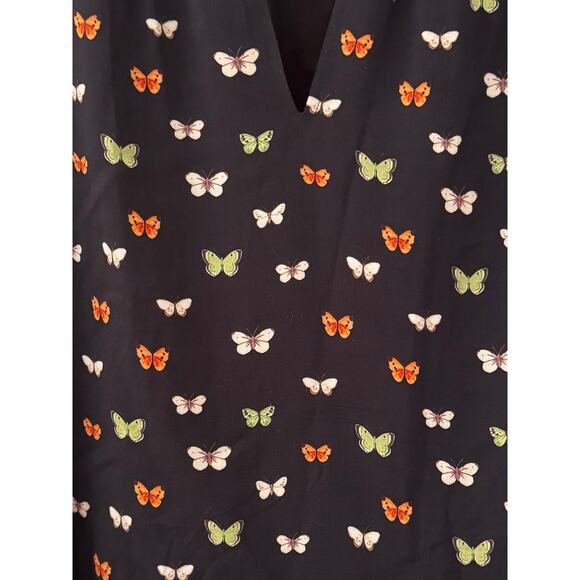 Anna Cate James Top XS Black Butterfly Print Blouse LS Top Lightweight Shirt - Picture 7 of 8